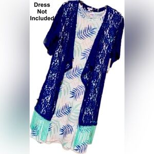LuLaRoe Blue Monroe Kimono with Fringe